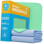Washable Underpads - Heavy Absorbency Reusable Blue/green 1 Pack 34X52. Fixed Price $25.25.