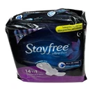 Stayfree Ultra Thin Overnight Pads With Wings Odor Protection 14 Count. Fixed Price $13.99.