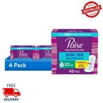 Pack Poise Ultra Thin Incontinence Pads, Light Absorbency, 48 Count, 192 Total. Fixed Price $43.59.