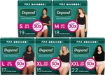 Depend Fit-flex Women Incontinence Underwear, Max Absorbency, S/M/L/XL/2XL. Fixed Price $79.89.