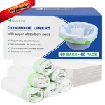 Kovevo 60 Pack Commode Liners With Absorbent Pads, Piece Set, GREEN-120. Fixed Price $38.32.