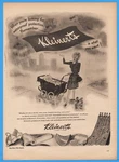 1945 Kleinerts Waterproof Clothing Ad Mother Pushing Baby Buggy Pull Toy Art. Fixed Price $10.99.