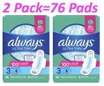 2 (38 Ct Each) Always Ultra Thin Maxi Pads Size Extra Long Super 76 Total. Fixed Price $19.99.