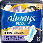 Always Maxi Overnight Pads With Wings, Size 5 Extra Heavy Unscented 36 Ct. Fixed Price $19.25.