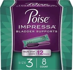 Poise Impressa Incontinence Bladder Supports For Women, Size 3 - 8 Count. Fixed Price $92.87.