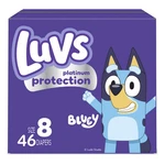 Boxes Luvs Diapers Size 8, 46 Count, $29.99. Fixed Price $29.99.