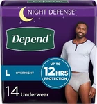 Depend Defense Men's Overnight Adult Incontinence Underwear, L, 14 Count. Fixed Price $22.95.