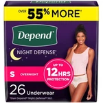 Depend Defense Women's Incontinence Underwear Overnight Small 26 Ct. Fixed Price $32.35.