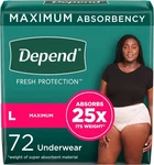 Depend Fresh Protection Adult Incontinence Underwear For Women 72 Count. Fixed Price $45.99.