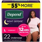 Depend Defense Women's Incontinence Underwear Overnight Large 22 Ct. Fixed Price $32.49.