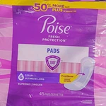 Poise Ultimate Long Incontinence Pads 45 Count Freshsense Protection. Fixed Price $25.50.