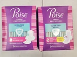 Pks Of 34: Poise Ultra Thin Incontinence Pads + Wings #5 Max Long (B1P6B-2158). Fixed Price $28.99.