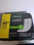 New In Package Depend For Men Guards, Maximum Protection, 84 Ct, Disheveled. Fixed Price $36.99.