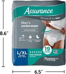 Assurance Men Incontinence Underwear Max Absorbency Size L/xl 19CT (1 Pack). Fixed Price $19.99.