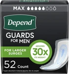 Depend Guards Incontinence Pads For Men, Maximum Absorbency, 52 Count, Packaging. Fixed Price $45.95.