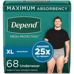 Depend Fresh Protection Incontinence Underwear For Men Extra Large 34 Count. Fixed Price $74.89.