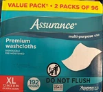 Assurance Premium Disposable Pre-moistened Washcloths, Extra Large (xl), 192 Ct. Fixed Price $11.57.