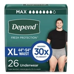 Depend Incontinence Underwear 26 Count Mens Xl Briefs Disposable 30X. Fixed Price $20.99.