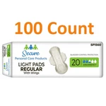 100 Pack Secure Bladder Control Pads 11 Inch, Regular Absorbency Booster. Fixed Price $33.99.