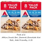Atkins Snack Bar, Caramel Chocolate Nut Roll, Keto Friendly, 8 Ct (2 Packs). Fixed Price $17.61.