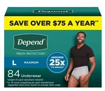 Depend Protection Plus Ultimate Underwear For Men Large 84 Count. Fixed Price $68.50.