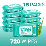 15 Pack Flushable Wet Wipes For Adult Personal Cleansing Incontinence. Fixed Price $45.99.