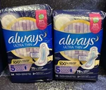 2 Always Ultra Thin Flexi-wings Size 5 Xtra Heavy Overnight 34 Ct Each. Fixed Price $21.88.