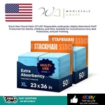 Stack Man Chuck Pads- 23"X36"DISPOSABLE Underpads Highly Absorbent Fluff Protect. Fixed Price $41.99.