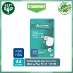 Assurance Unisex Stretch Briefs With Tabs, L/xl, Super Heavy Absorbency, 34COUNT. Fixed Price $20.99.