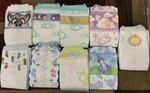 9 Pack Assorted Adult Diapers. Fixed Price $35.00.