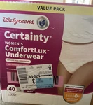 Walgreens Certainty Women's Underwear, Maximum Absorbency, Large, 40 Count. Fixed Price $11.99.