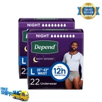 2PACK Depend Night Defense Men's Incontinence Underwear, L, 22 Ct, Adult Diapers. Fixed Price $47.99.