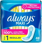 Always Maxi Feminine Pads For Women, Size 1 Regular Absorbency 48 Count. Fixed Price $9.03.