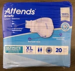 Attends Incontinence Briefs Ultimate Absorbency Xl (58"-63", 20CT, DDC40, New S4. Fixed Price $17.99.
