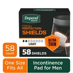 Depend Shields Incontinence Pads For Men, Light Absorbency, 58 Count. Fixed Price $19.10.