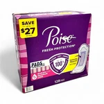 Poise Postpartum Incontinence Pads, 5 Drop Max Absorbency - 128 Count. Fixed Price $26.91.