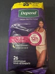 Depend Defense Women's Incontinence Underwear Overnight Small 26 Ct. Fixed Price $25.00.