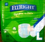 Fitright Optifit Adult Disposable Incontinence Briefs Large 44-56" Waist 20 Ct. Fixed Price $15.99.