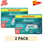 2 Pack Assurance Xl Underpads 30CT Maximum Absorbency Unisex Adult Bed. Fixed Price $40.99.