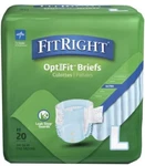 Medline Fitright Large, Adult Briefs 20 Count Optifit Extra 4LBS; 44-56. Fixed Price $19.99.