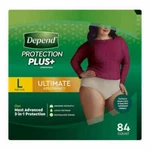 Depend Protection Plus Ultimate Underwear For Women Large 84-COUNT: Waist 38 -44. Fixed Price $70.99.