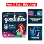 Leak-free Goodnites Nighttime Bedwetting Underwear For Girls Xs Size, 15 Pack. Fixed Price $44.97.