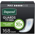 Depend Guards For Men, Max Absorbency Incontinence Pads, 168 Count (2X84). Fixed Price $69.19.