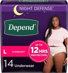 Depend Defense Adult Incontinence Underwear For Women, Overnight, L, 14 Ct. Fixed Price $21.95.