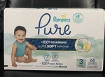 Pampers Pure Disposable Diapers Size 3, 66 Count (16-28 Lb) Unisex. Fixed Price $20.00.