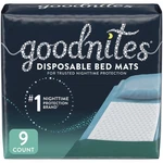 Goodnites Disposable Pads/mats For Bedwetting, 2.4 X 2.8 Ft, 9 Ct. Fixed Price $50.87.