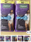 2 Pack Depend Night Defense Adult Diapers Incontinence Underwear Large (44 Total. Fixed Price $47.99.