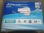 Attends Briefs Ultimate Absorbency/large 44-58"/PREMIUM SOFTNESS/24 Count. Fixed Price $29.96.