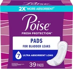 New, Poise Incont/postpartum Pads, 7 Drop Ultra Absorbency 39CT, #H531624-314. Fixed Price $10.29.