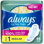Always Ultra Thin Feminine Pads With Wings For Women, Size 1, Free Shipping!!!!. Fixed Price $29.90.